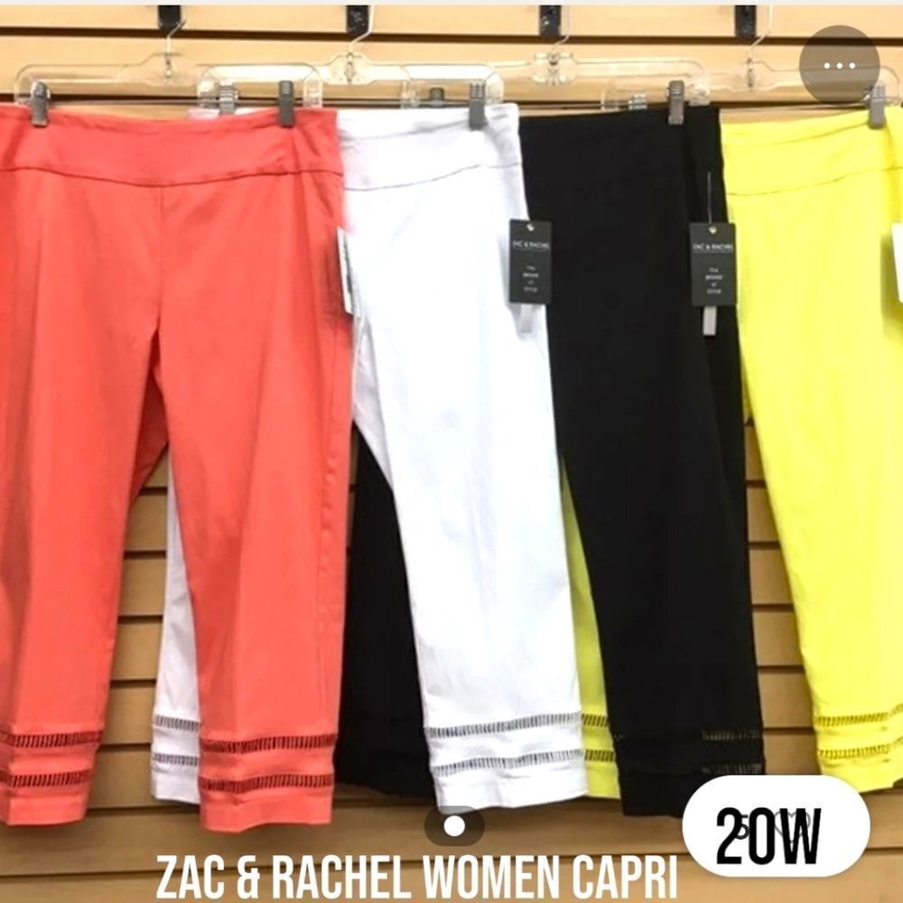 NWOT ZAC & RACHEL Plus Size Bright Coral Cropped Capri Pants - Picture 2 of 12
